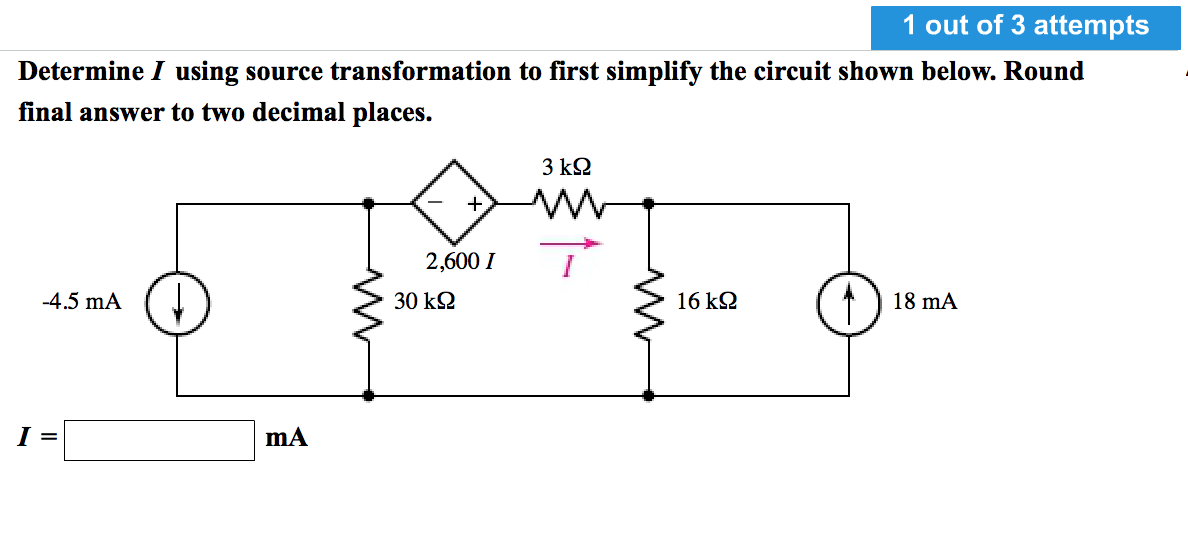 Solved Determine I Using Source Transformation To First Chegg