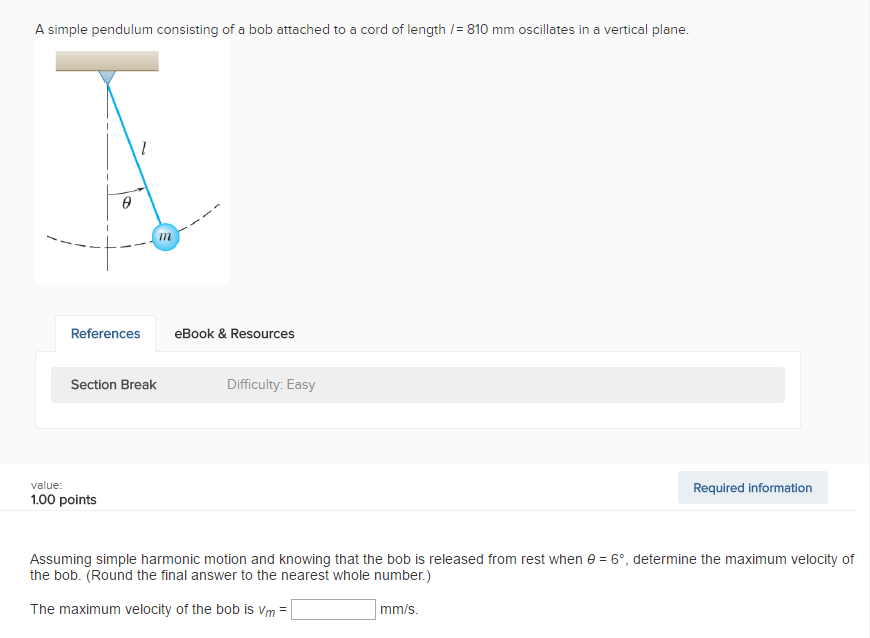 Solved A Simple Pendulum Consisting Of A Bob Attached To A Chegg