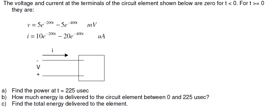 Solved The Voltage And Current At The Terminals Of The Chegg