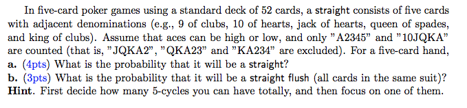 Poker straight a2345