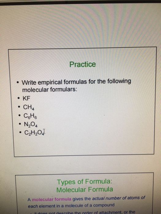 Solved Write Empirical Formulas For The Following Molecular Chegg