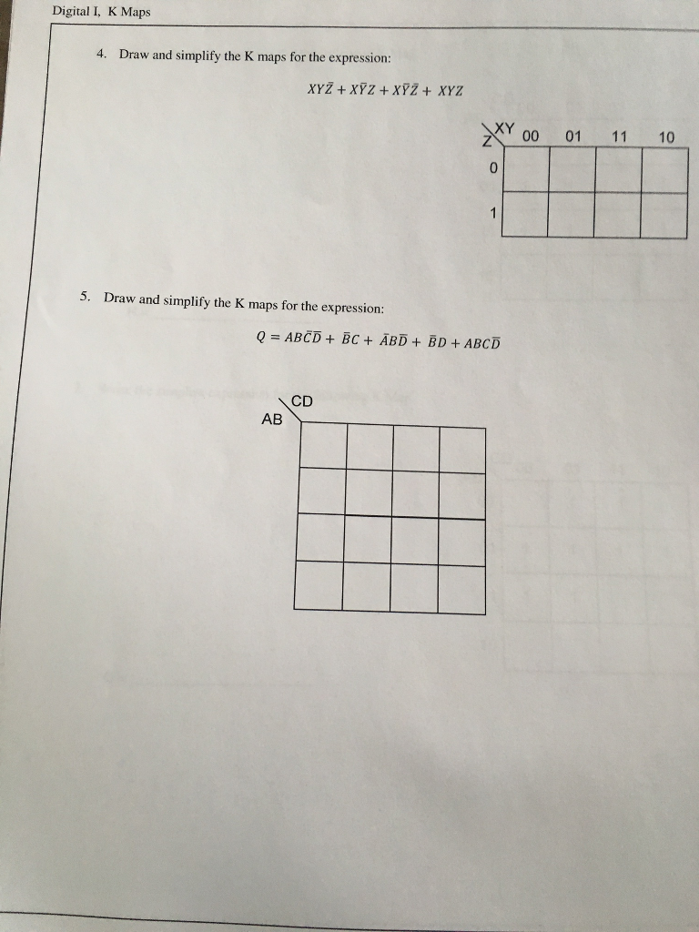 Solved Draw And Simplify The K Maps For The Expression XYZ Chegg