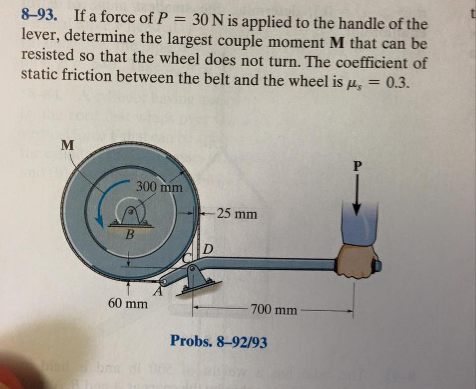 Solved If A Force Of P N Is Applied To The Handle Chegg