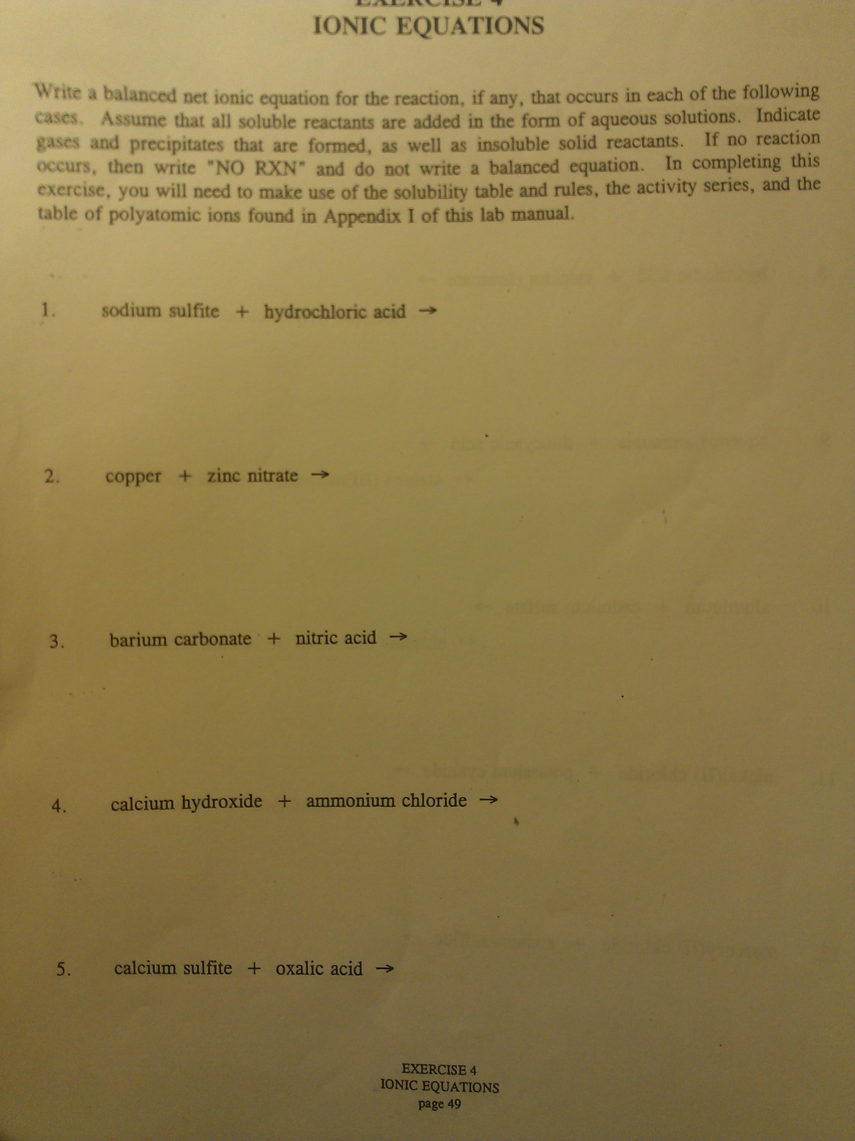 write a balanced net ionic equation write a balanced net ionic equation