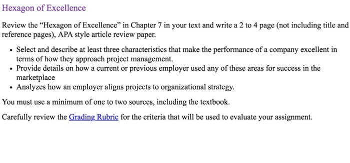 Article review grading rubric