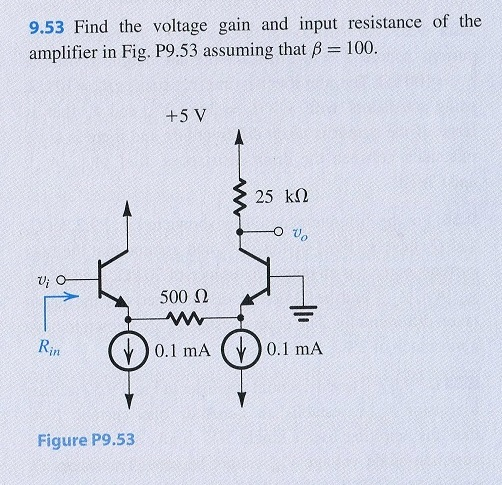 Solved Find The Voltage Gain And Input Resistance Of The Chegg