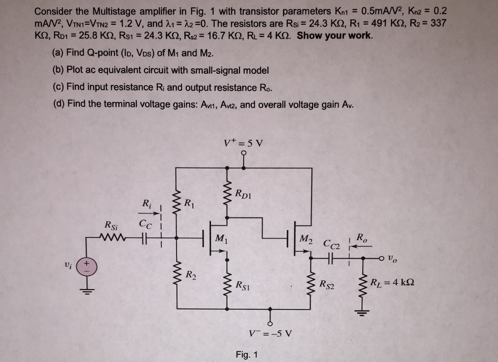 Solved Consider The Multistage Amplifier In Fig With Chegg