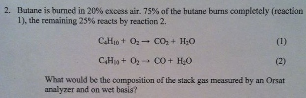 Solved Butane Is Burned In 20 Excess Air 75 Of The Butane Chegg