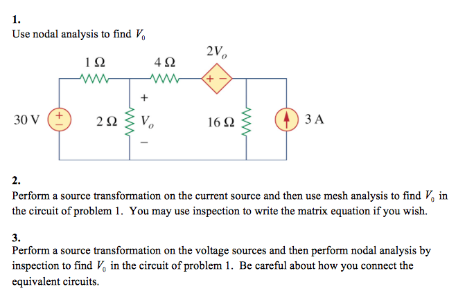 Solved Use Nodal Analysis To Find V Perform A Source Chegg