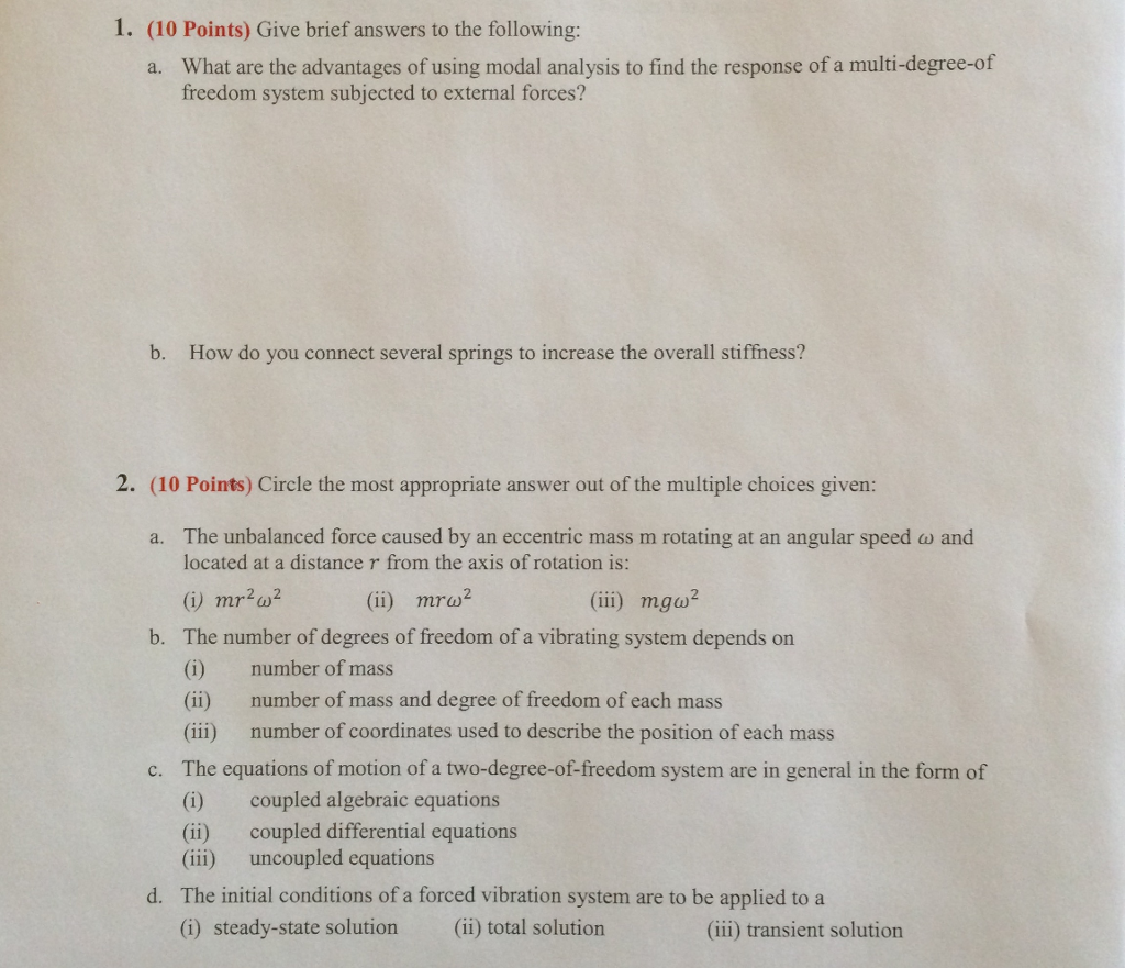 Solved Give Brief Answers To The Following A What Are The Chegg