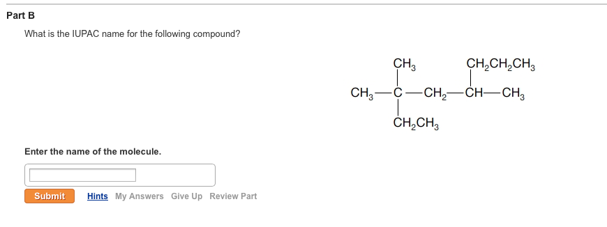 Solved Part B Give The Iupac Name For The Following Compound Chegg Com My Xxx Hot Girl