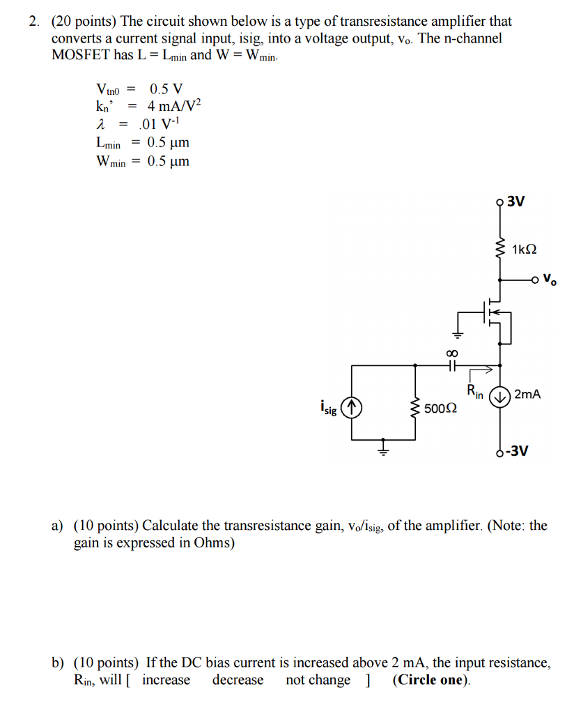 Solved The Circuit Shown Below Is A Type Of Transresistance Chegg