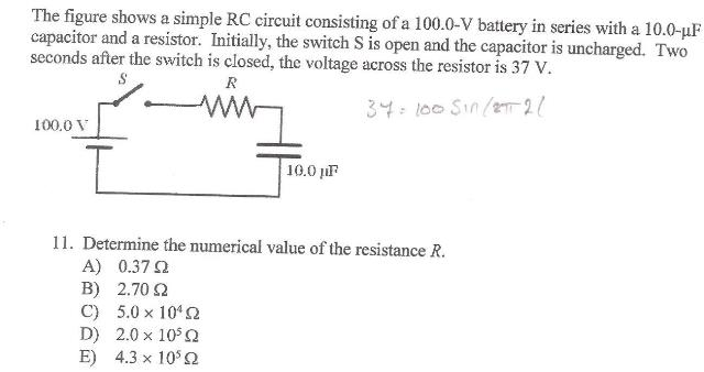 Solved The Figure Shows A Simple Rc Circuit Consisting Of A Chegg