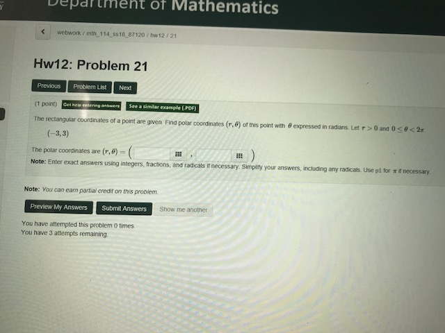 Solved Dupartmeht Of Mathematics