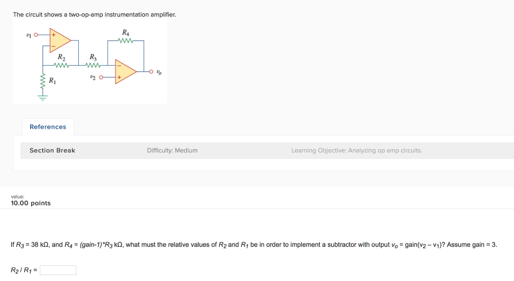 Solved The Circuit Shows A Two Op Instrumentation Chegg