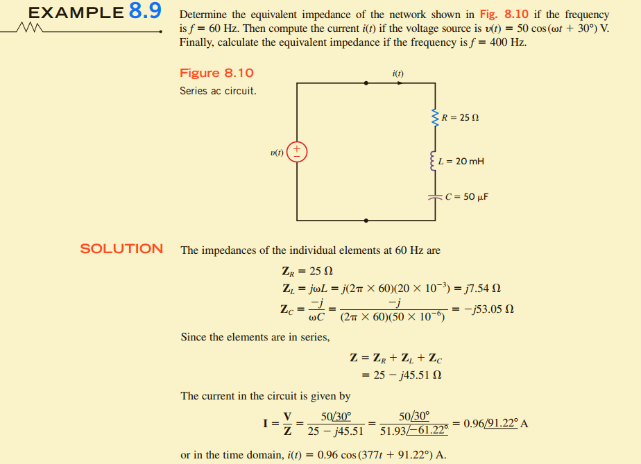 Solved Example Determine The Equivalent Imped Of The Chegg