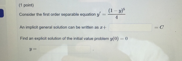 Solved Consider The First Order Separable Equation Y Chegg