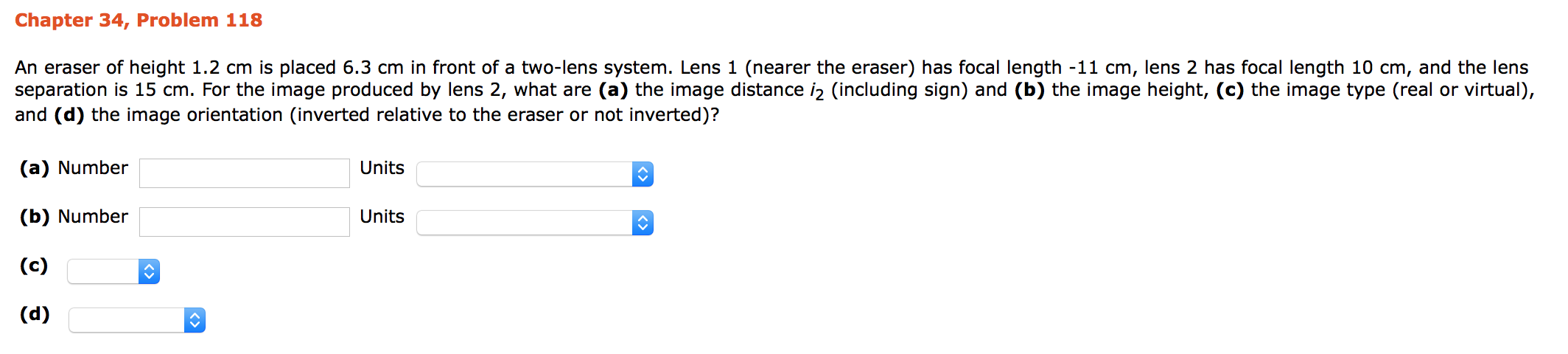 Solved An Eraser Of Height 1 2 Cm Is Placed 6 3 Cm In Front Chegg