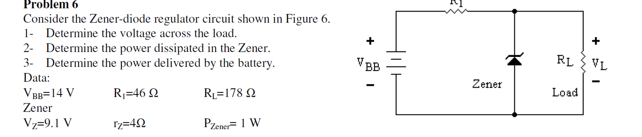 Solved Consider The Zener Diode Regulator Circuit Shown In Chegg