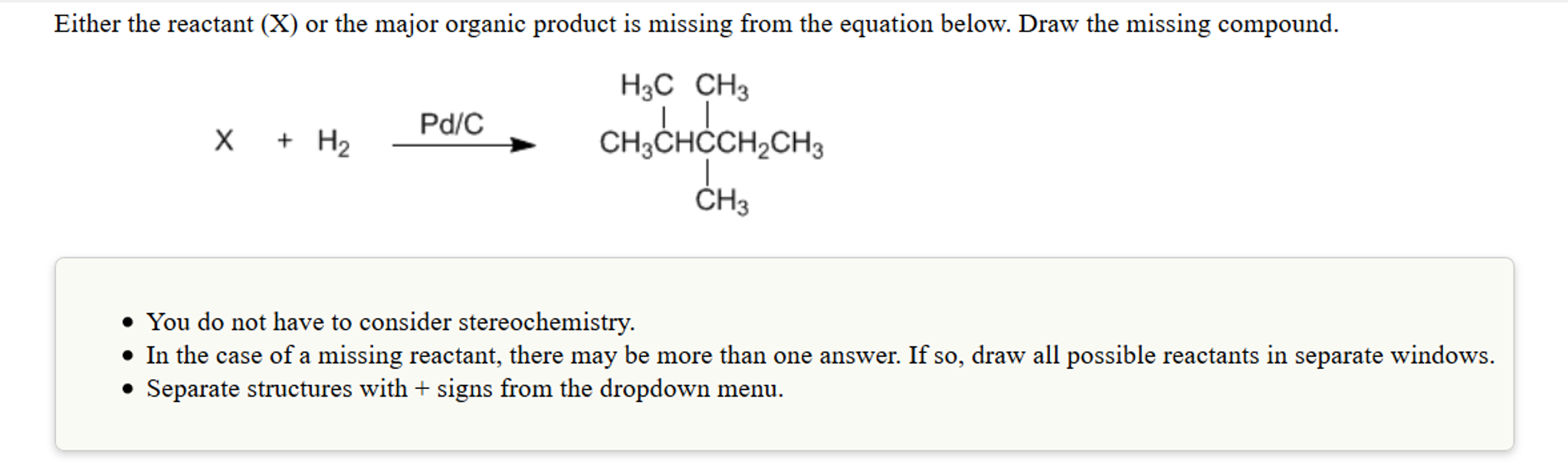 Solved Either The Reactant X Or The Major Organic Product Chegg