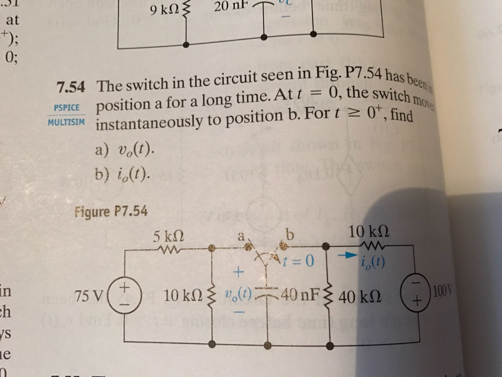 Solved The Switch In The Circuit Seen In Fig P7 54 Has Been Chegg