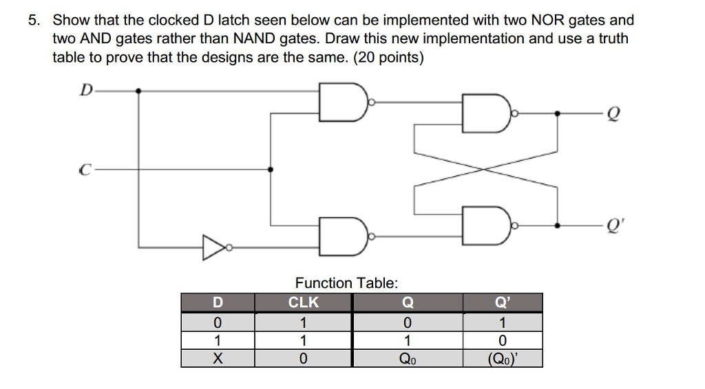 Solved 5. Show That The Clocked D Latch Seen Below Can Be...