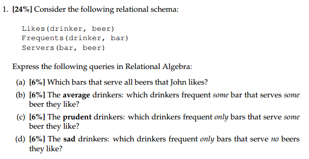 Consider The Following Relational Schema Chegg