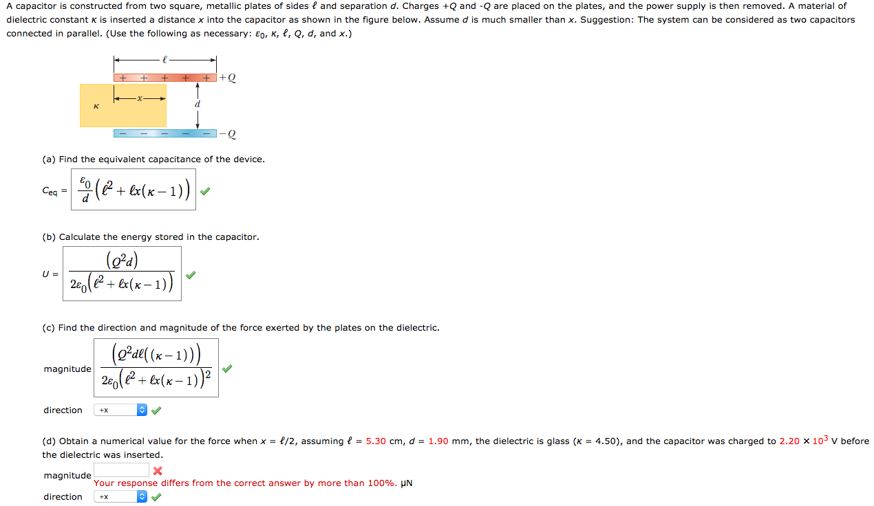 Solved A Capacitor Is Constructed From Two Square Metallic Chegg