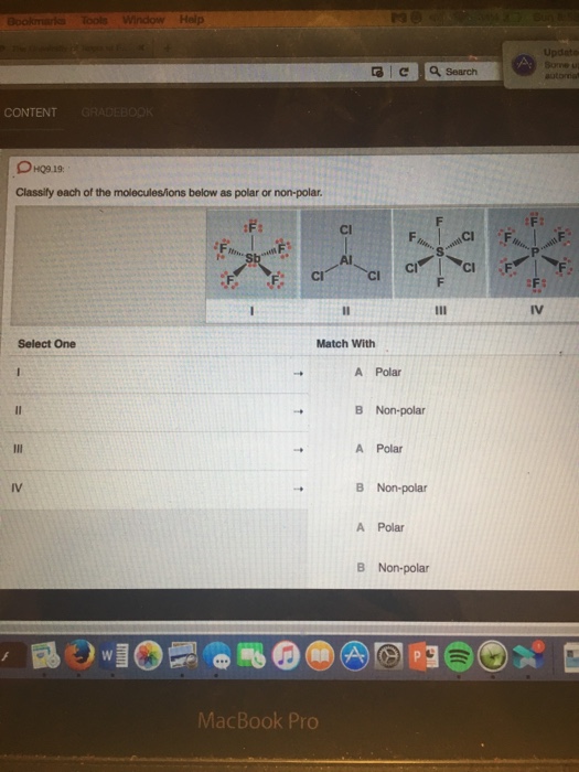 Solved Classify Each Of The Molecules Ions Below As Polar Or Chegg 47520 Hot Sex Picture 4406