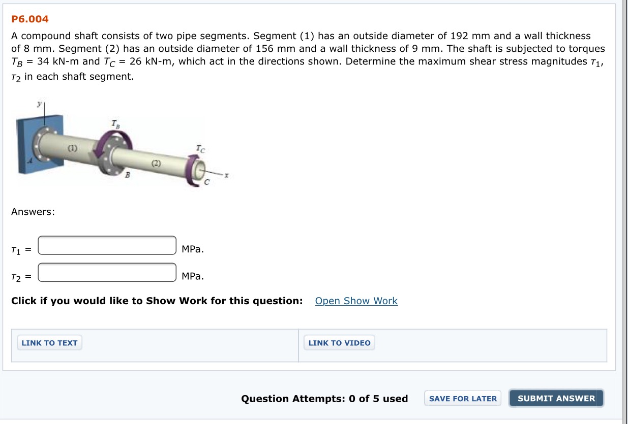 Solved A Compound Shaft Consists Of Brass Segment 1 And Chegg