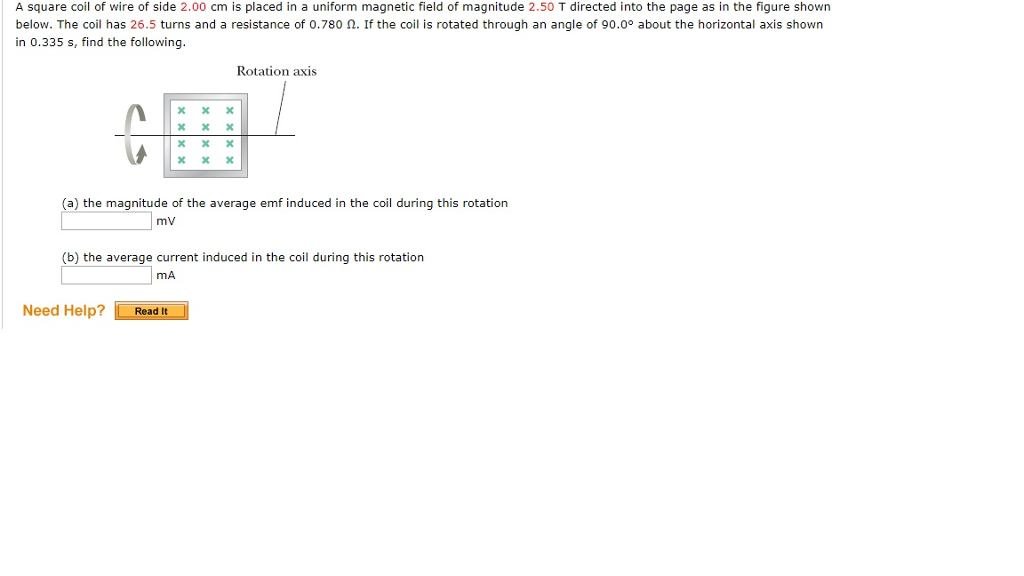 Solved A Square Coil Of Wire Of Side 2 00 Cm Is Placed In A Chegg