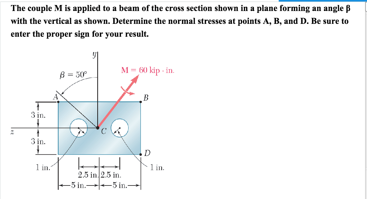 Solved The Couple M Is Applied To A Beam Of The Cross Chegg