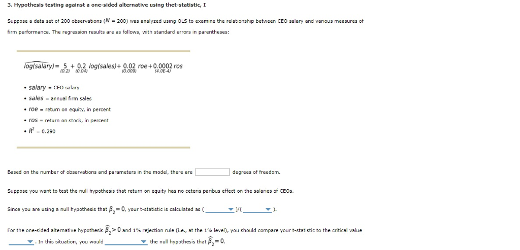Solved 3. Hypothesis testing against a one-sided alternative