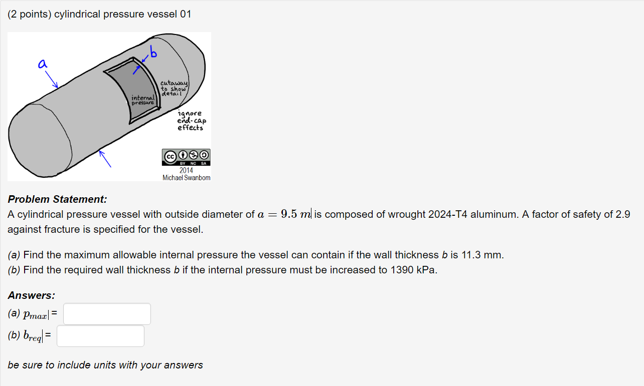 Solved Cylindrical Pressure Vessel A Cylindrical Pressure Chegg