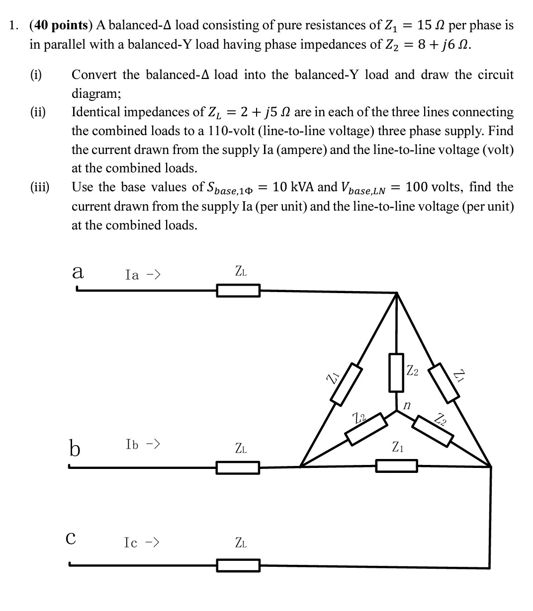 Solved A Balanced Delta Load Consisting Of Pure Resistances Chegg