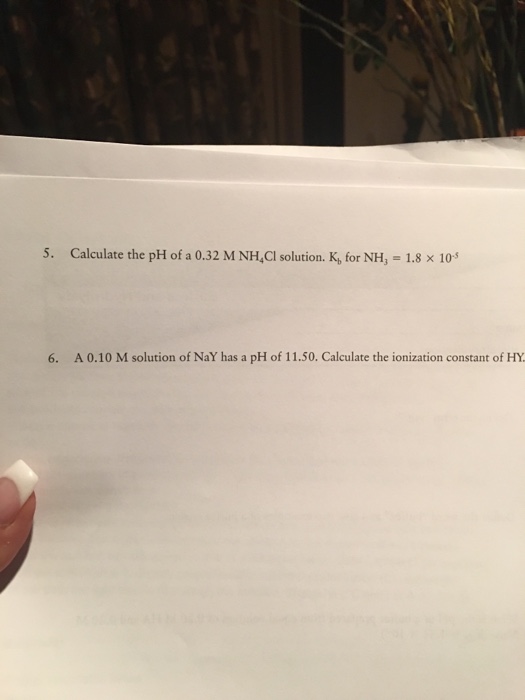 Solved Calculate The PH Of A M NH C Solution Kb For Chegg