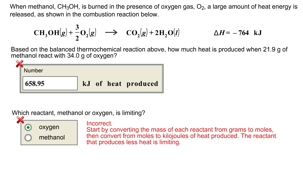 Solved When Methanol CH3OH Is Burned In The Presence Of Chegg