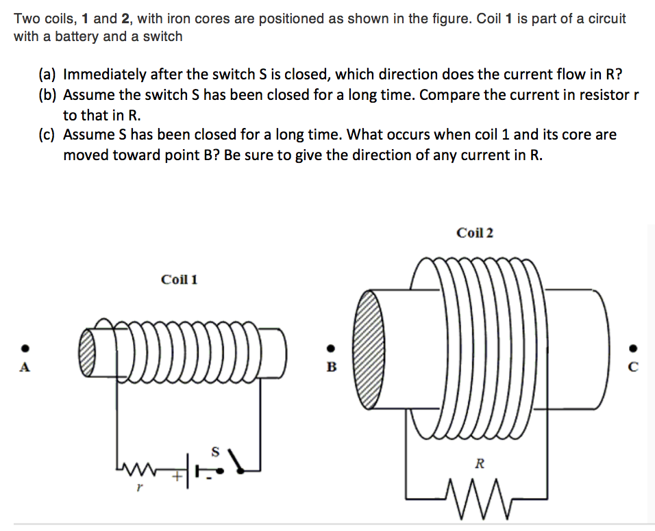 Solved Two Coils, 1 And 2, With Iron Cores Are Positioned...