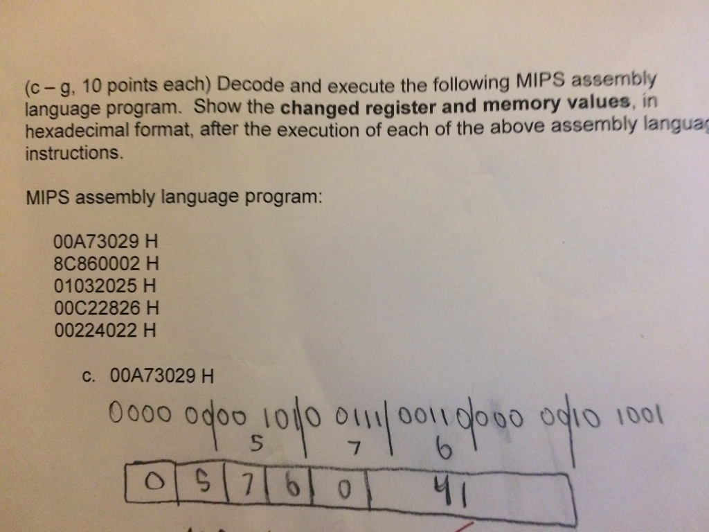 Solved C G 10 Points Each Decode And Execute The Chegg