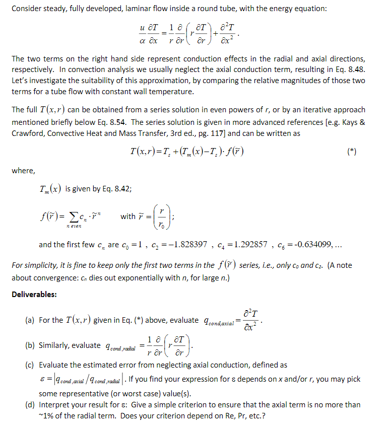 Solved Consider Steady Fully Developed Laminar Flow Inside Chegg