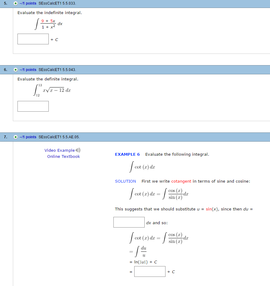 Solved Evaluate The Following Integral Integral Cot X Dx Chegg