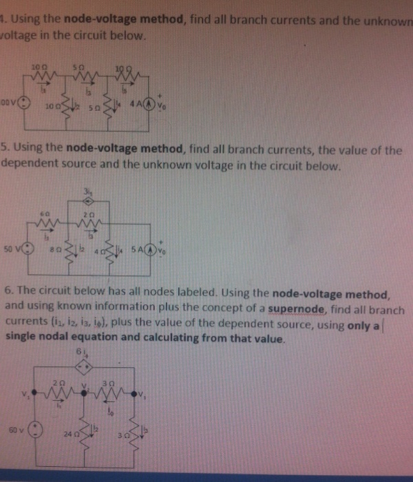 Solved Using The Node Voltage Method Find All Branch Chegg