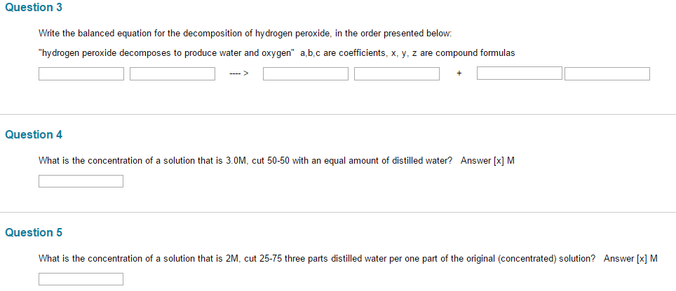 Write a balanced equation for the decomposition of water