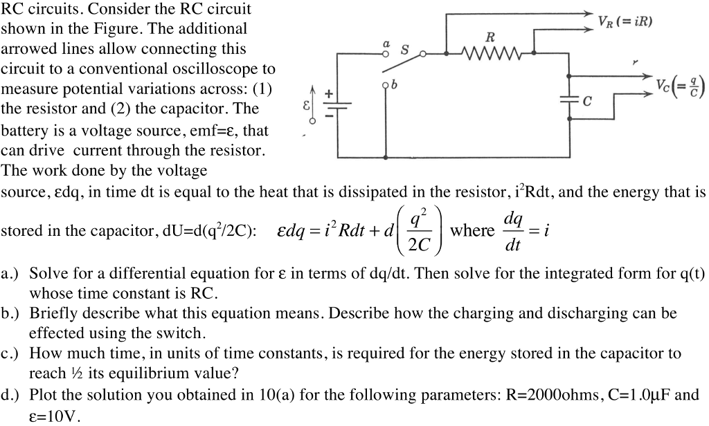 Solved Rc Circuits Consider The Rc Circuit Shown In The Chegg