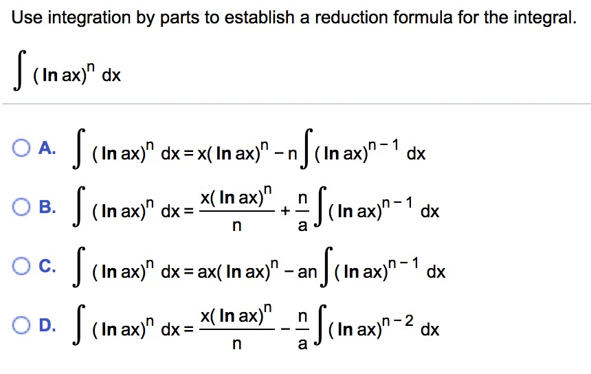 integration of ax dx formula