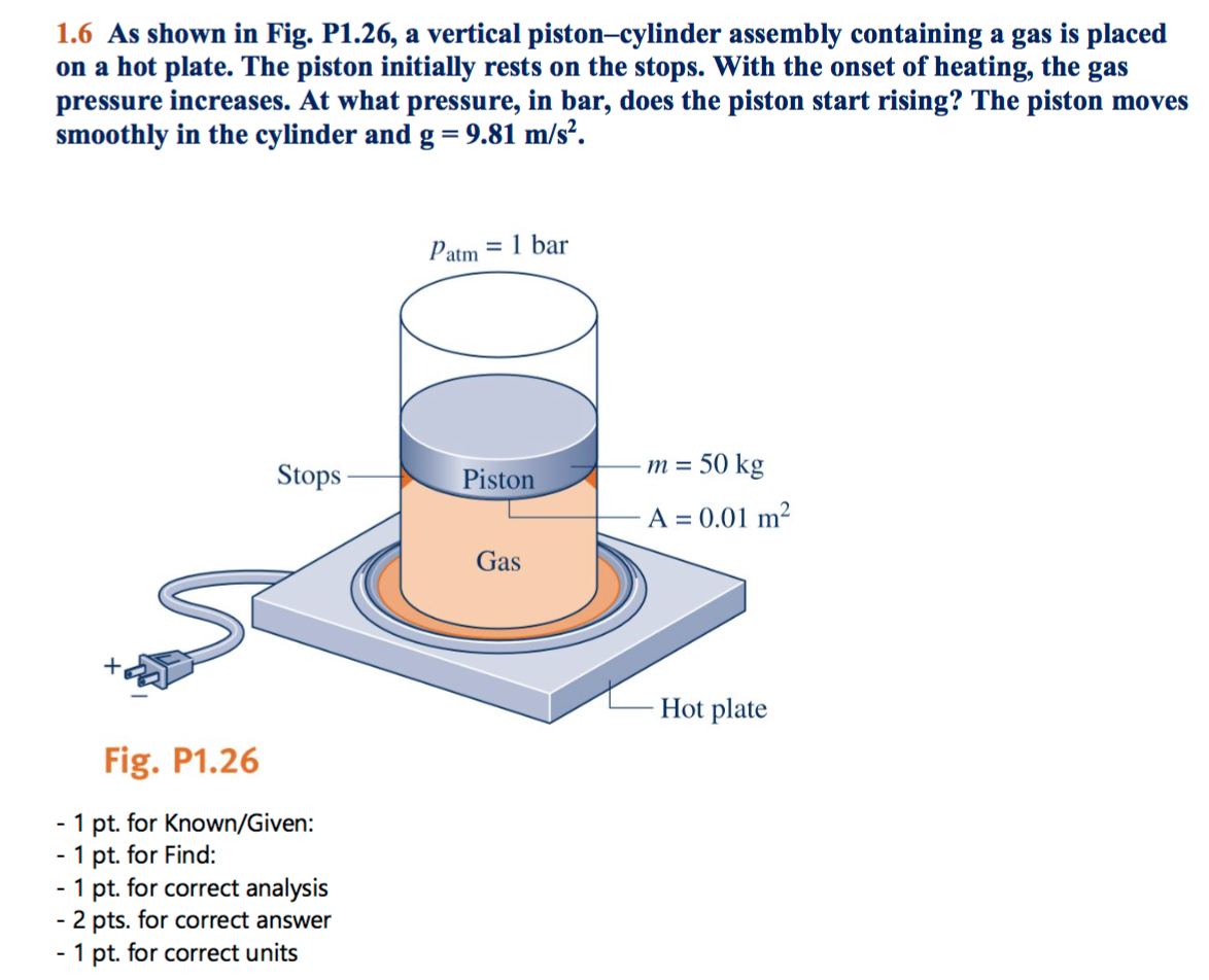 Solved As Shown In Fig P1 26 A Vertical Piston Cylinder Chegg