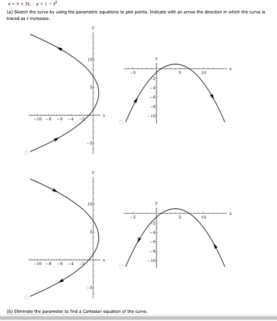 Solved Consider The Parametric Equations Below X 4 Chegg