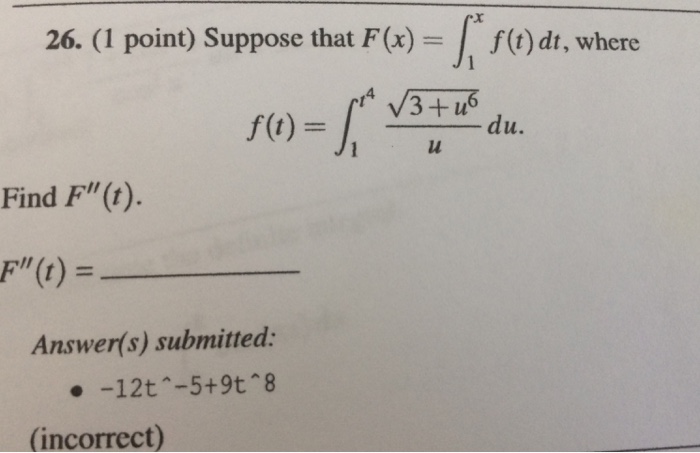 Solved Suppose That F X Integral X 1 F T Dt Where F T Chegg