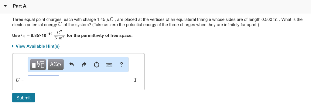 Solved Part A Three Equal Point Charges Each With Charge Chegg