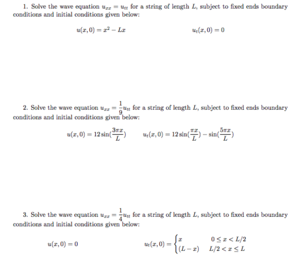 Solved Solve The Wave Equation Uz For A String Of Length Chegg